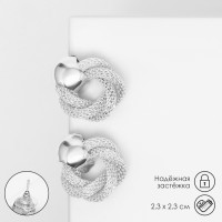 Серьги металл «Круги переплетение», цвет серебро