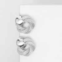 Серьги металл «Круги переплетение», цвет серебро