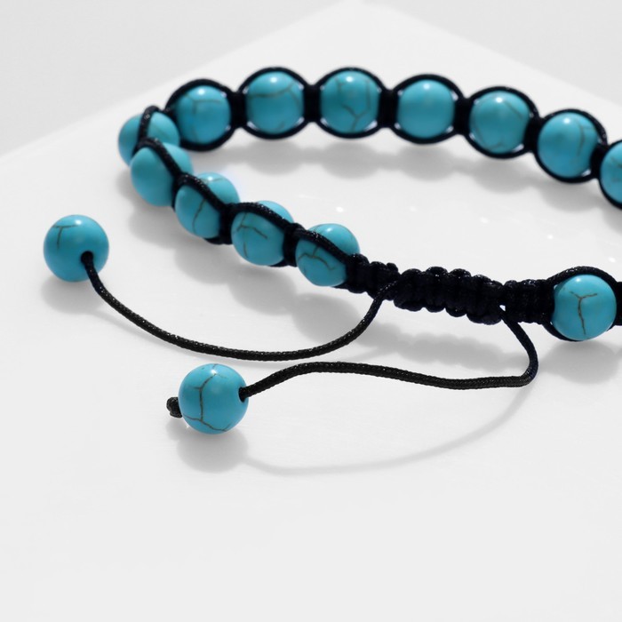 Браслет «Друиды» на нити, бирюза, голубой, d=7