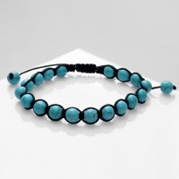 Браслет «Друиды» на нити, бирюза, голубой, d=7