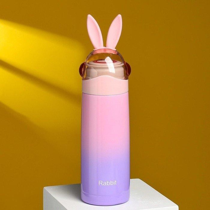 Термос Мастер К «Кролик», 350 мл, 26×7 см, сохраняет тепло 8 ч, с помпой, нержавеющая сталь, МИКС