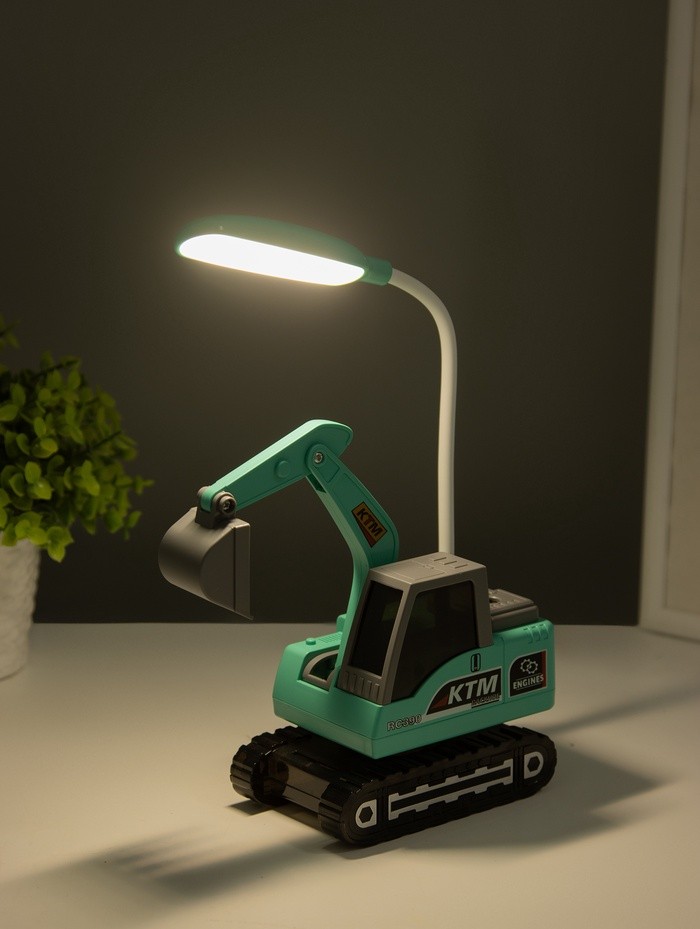 Ночник «Экскаватор», 8хLED, 3 Вт, 5V, USB, АКБ, 2 режима, с точилкой, 7×11×31 см