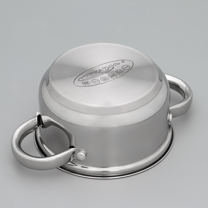 Кастрюля «Гретта», 1 л, d=14 см, металлическая крышка, индукционное дно, цвет хромированный