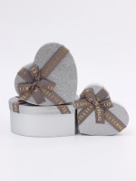 Набор подарочных коробок сердце 3 в 1, серебро с бантом «Любовь вечна», 22×20×9; 18.5×17×7.5; 16×14×6 см