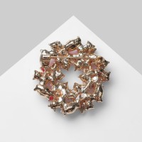 Брошь «Круг витой», цвет малиновый в золоте