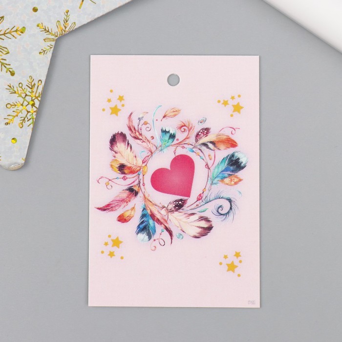 Бирка картон "Перышки" 4х6 см