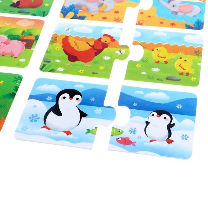 Парные пазлы «Где моя мама?», 10 пазлов, 20 деталей