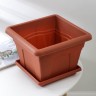 Горшок с поддоном «Квадро», 8,1 л, цвет терракотовый