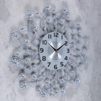 Часы настенные, серия: Ажур, "Листья и цветочки", плавный ход, d=22 см, 59 х 59 см