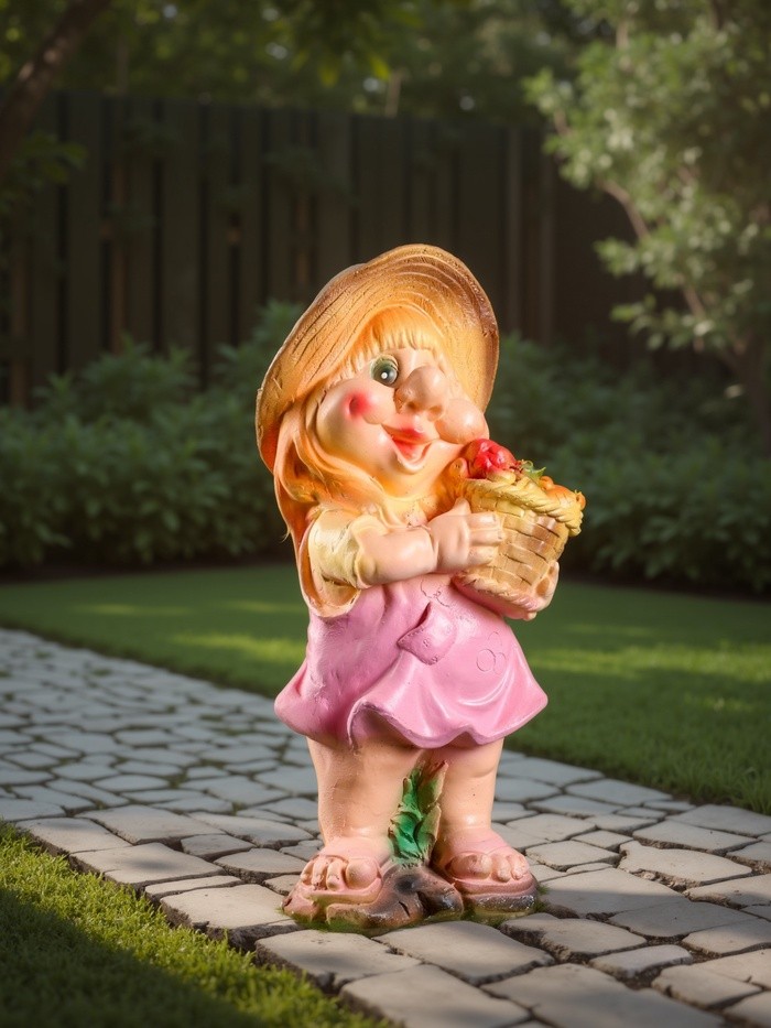 Садовая фигура из гипса «Гном с корзиной», 39×15×16 см