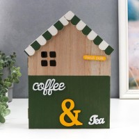 Ключница дерево "Домик - Кофе и чай" 28,5х22х6 см