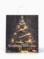 Пакет бумажный подарочный новогодний крафт «Сказочный Новый Год» 32×17.5×37 см