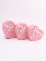 Набор подарочных коробок сердце 3 в 1, розовый матовый, 31×27×13.3; 28×25×11.7; 26×23×10.3 см