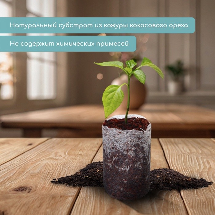 Таблетки кокосовые, для рассады, d = 4 см, с оболочкой, набор 6 шт., Greengo