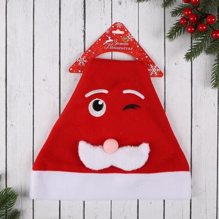 Колпак новогодний "Озорник" 28х34 см, красный Колпак новогодний "Озорник" 28х34 см, красный
