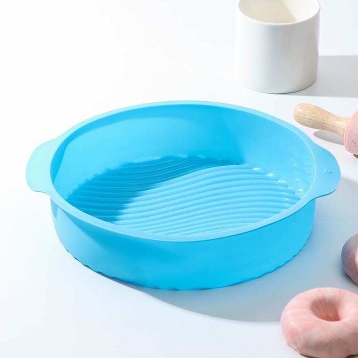 Форма для выпечки с ручками Доляна «Круг», 27×24×6 см, внутр. d=22 см, цвет МИКС