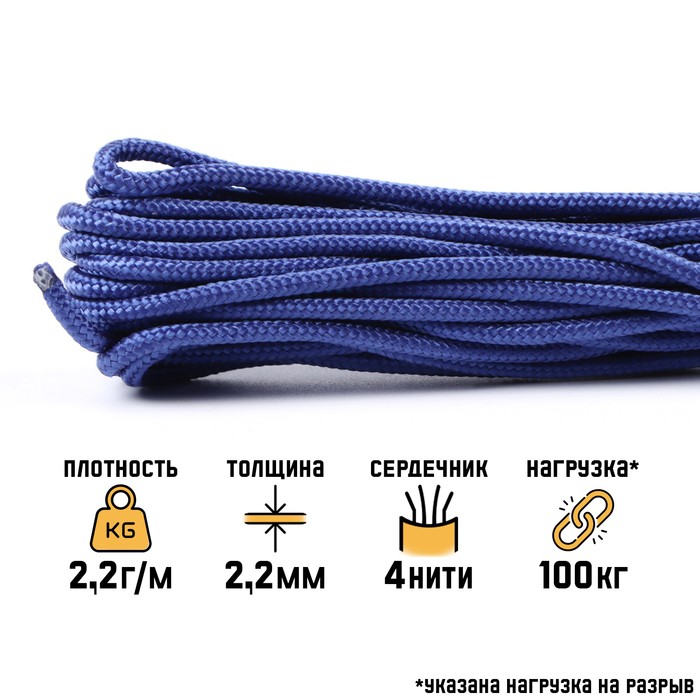 Паракорд 275 «Мастер К», d=2.2 мм, 10 м, нейлон, балтика