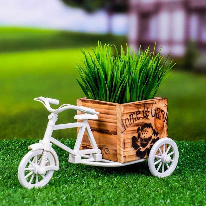 Декоративное кашпо для цветов «Велосипед Home & Garden», 20.5×12×10.5 см, дерево, пластик, белое