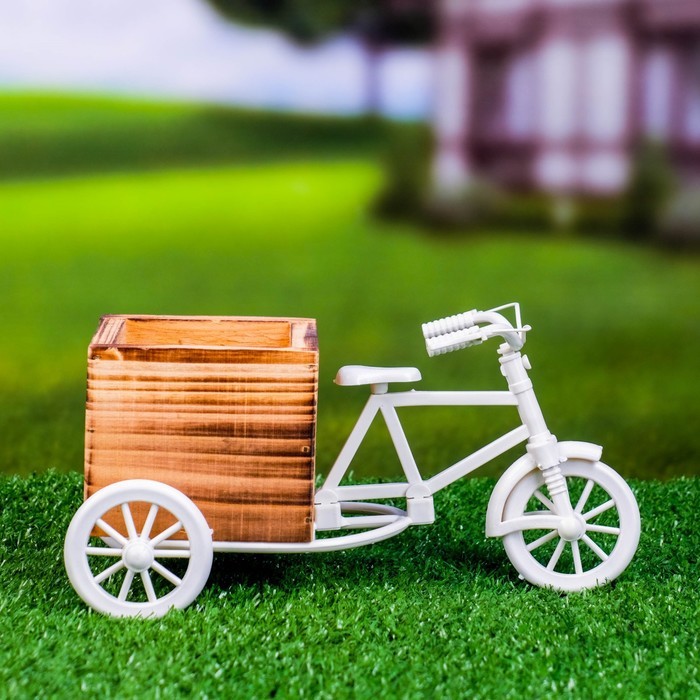 Декоративное кашпо для цветов «Велосипед Home & Garden», 20.5×12×10.5 см, дерево, пластик, белое