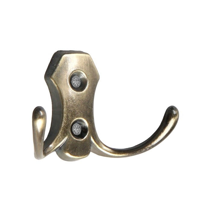 Крючок мебельный ТУНДРА TKd=007, двухрожковый, бронза, 4 шт. TMP