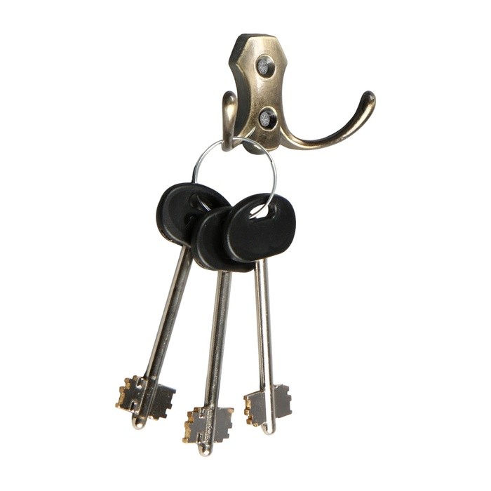 Крючок мебельный ТУНДРА TKd=007, двухрожковый, бронза, 4 шт. TMP