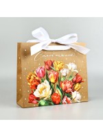 Пакет ламинированный с лентой «Самой нежной», M 30×9×26 см