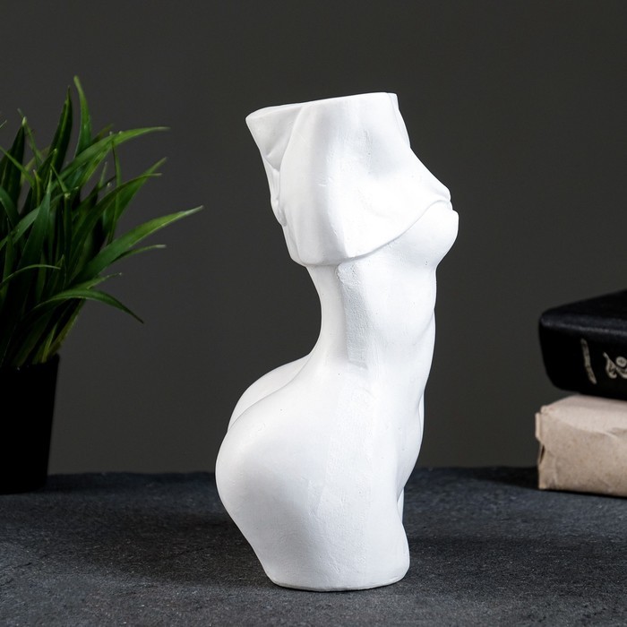 Гипсовая ваза декоративная настольная «Женский торс», перламутр, для цветов, сухоцветов, 20×10х10 см