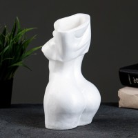 Гипсовая ваза декоративная настольная «Женский торс», перламутр, для цветов, сухоцветов, 20×10х10 см