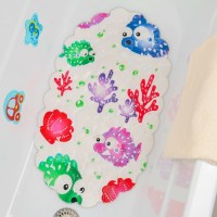 Коврик противоскользящий в ванну Доляна «Рыбка-шар», на присосках, 39×69 см