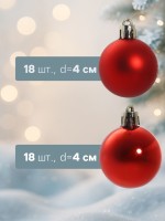 Ёлочные игрушки «Классный», шары новогодние, d=4 см, набор 36 шт., красный