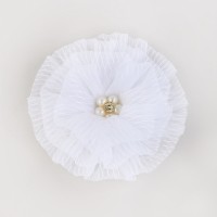 Бант для волос на резинке школьный, белый, 11 см, Принцессы