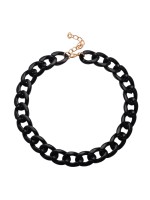 Колье «Цепь» плоские звенья, глянцевое, цвет чёрный, 48см