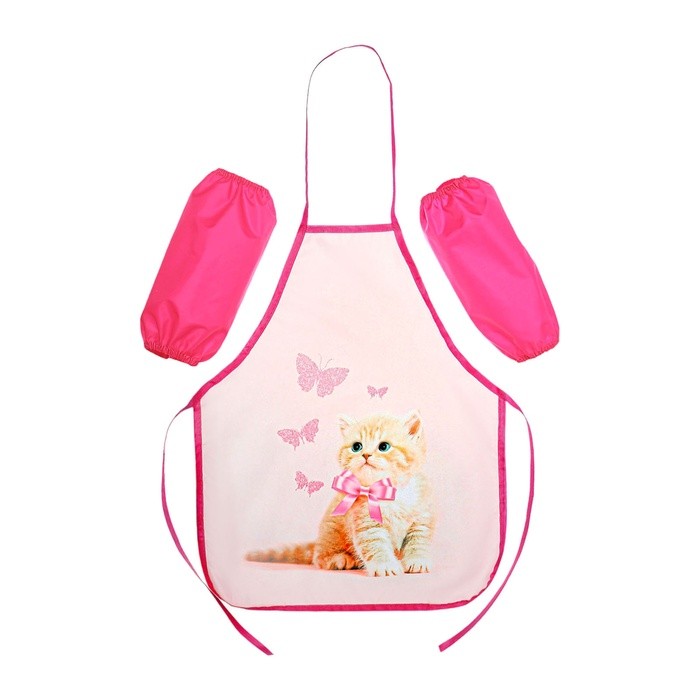 Фартук для труда + нарукавники Calligrata «Котик», 485×395/250×160 мм, рост 116-140 см