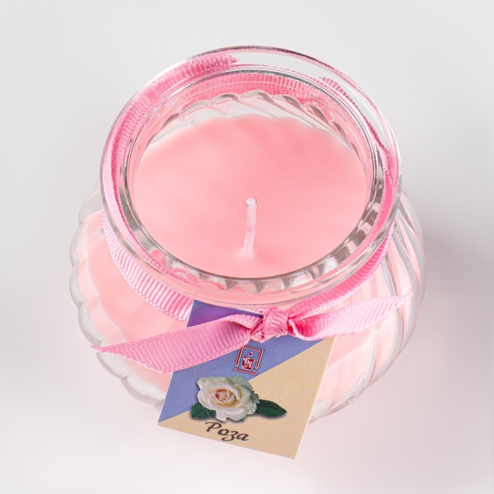 Свеча ароматическая в банке "Горшочек" 9х7,5см, роза