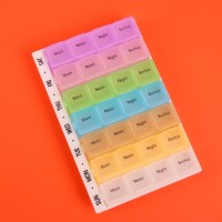 Таблетница - органайзер «Неделька», русские буквы, 18×11.5×2.5 см, утро/день/вечер/ночь, 7 контейнеров по 4 секции, разноцветная