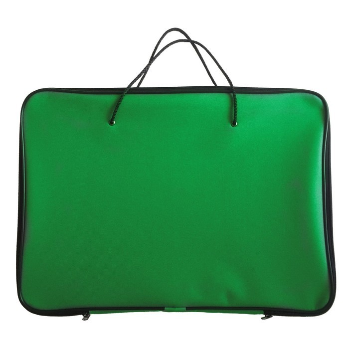 Папка для чертежей и рисунков А3, 470 х 340 х 20 мм, с ручками, с внутренним карманом, текстиль, 1Ш32 "Творчество" зелёная