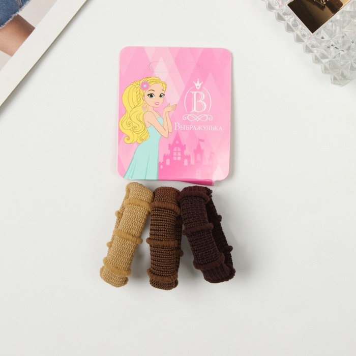 Резинка для волос "Махрушка спорт" (набор 3 шт) классика кольца, 3,5 см