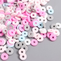 Бусины для творчества PVC "Колечки розово-голубые" набор ≈ 330 шт 0,1х0,6х0,6 см