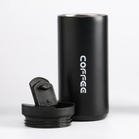 Термокружка Мастер К Coffee, 350 мл, 7.2×16 см, сохраняет тепло 8 ч, нержавеющая сталь, чёрная