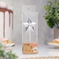 Свеча для торта "Звезда" грани, серебристая