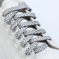 Шнурки для обуви, пара, плоские, со светоотражающим узором, 8 мм, 120 см, серые