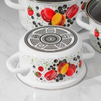 Набор кастрюль «Сластёна», 3 предмета: 1,9 л, 2,5 л, 3,7 л, стеклянные крышки, индукция, цвет белый