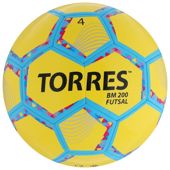 Мяч футзальный TORRES Futsal BM 200, размер 4, 32 панели, TPU, 4 подкладочных слоя, цвет желтый/зелёный