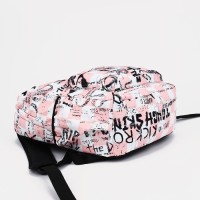 Рюкзак на молнии, 3 наружных кармана, цвет розовый/белый