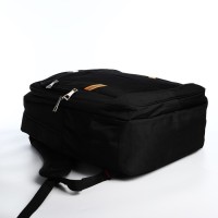 Рюкзак молодёжный из текстиля, 2 отдела на молнии, 4 кармана, цвет чёрный/синий