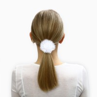 Бант для волос на резинке школьный, белый, 6.5 см, Кошечка Мари