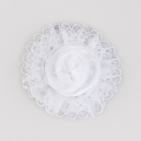 Бант для волос на резинке школьный, белый, 6.5 см, Кошечка Мари