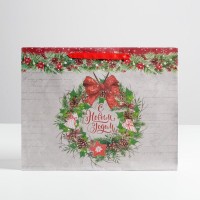 Пакет подарочный новогодний крафтовый «Спешу поздравить с Новым годом», L 40×31×9 см