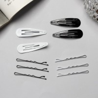 Невидимка для волос QF «Бриджит», набор 12 шт., 5 см, чёрно-белая