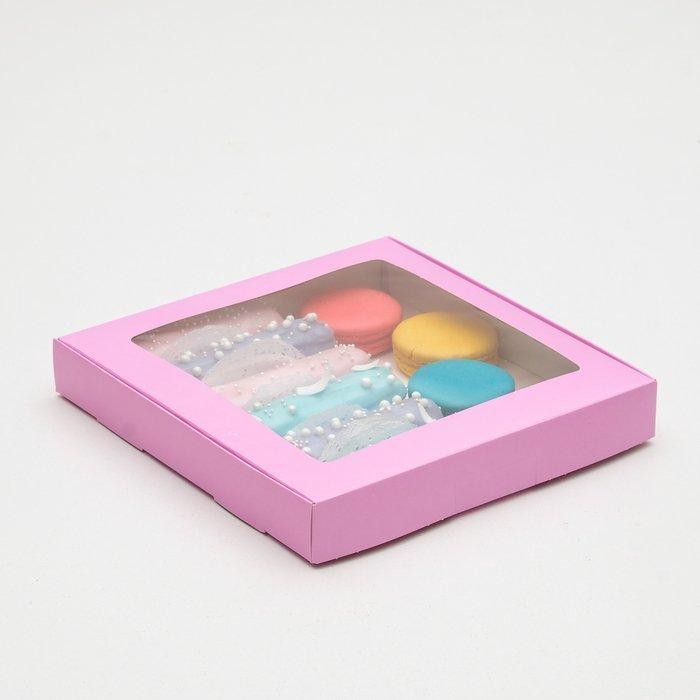 Коробка самосборная с окном UPAK LAND красная, 21 х 21 х 3 см